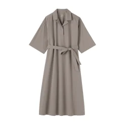 Robe chemise large à manches 3/4 et en coton Quick Dry pour femme