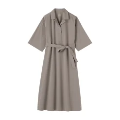 Robe chemise large à manches 3/4 et en coton Quick Dry pour femme