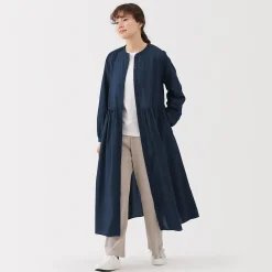 Robe chemise midi en voile de coton pour femme