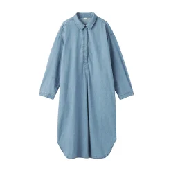 Robe-chemise légère en denim de kapok mélangé pour femme