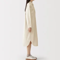 Robe-chemise légère en sergé de kapok mélangé pour femme