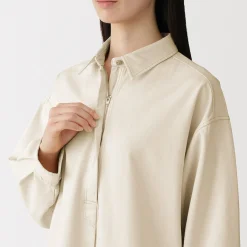 Robe-chemise légère en sergé de kapok mélangé pour femme