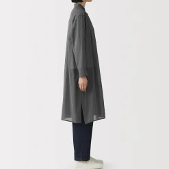 Robe-chemise transparent en coton biologique à haute torsion