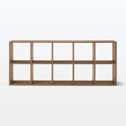 Set de 2 étagères étroites en noyer ‐ 2x5 niveaux (Dont Eco‐part. 5,30 €)