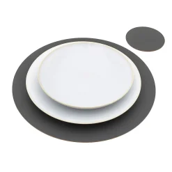 Set de table en cuir recyclé - Gris Cendré