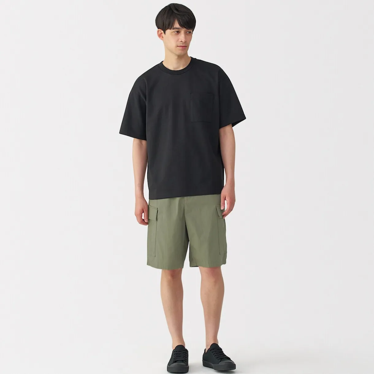 Short cargo en mélange de coton délavé pour homme