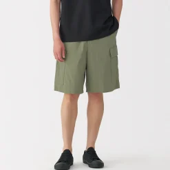 Short cargo en mélange de coton délavé pour homme