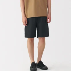 Short cargo en mélange de coton délavé pour homme