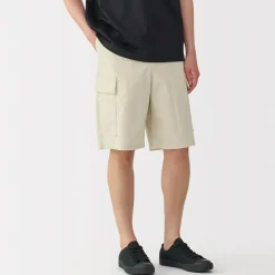 Short cargo en mélange de coton délavé pour homme