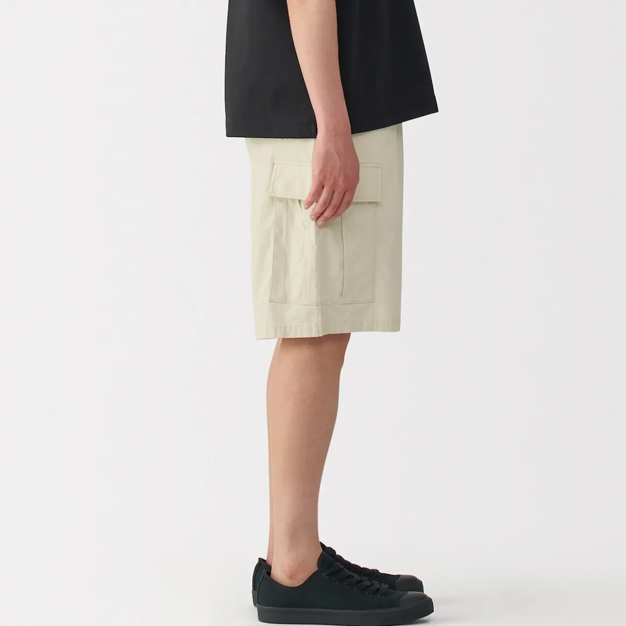 Short cargo en mélange de coton délavé pour homme