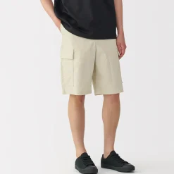 Short cargo en mélange de coton délavé pour homme
