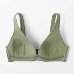 Soutien‐gorge plongeant sans armature en mélange de coton pour femme