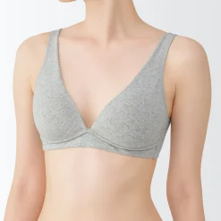 Soutien‐gorge plongeant sans armature en mélange de coton pour femme
