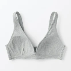 Soutien‐gorge plongeant sans armature en mélange de coton pour femme