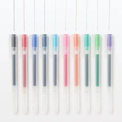 Stylo à bille à encre gel coloré - 0,5 mm - Lot de 10