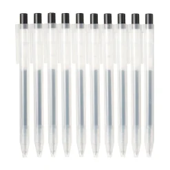 Stylo à bille à encre gel rétractable noir - 0,5 mm - Lot de 10