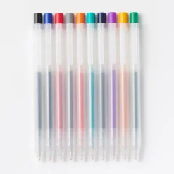 Stylo à bille à encre gel rétractable coloré - 0,5 mm - Lot de 10