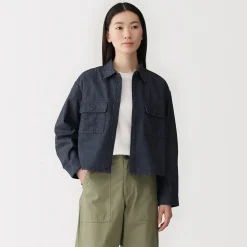Sur-chemise légère en denim de kapok mélangé pour femme