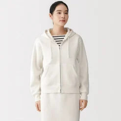 Sweat-shirt à capuche zippé en coton mélangé pour femme