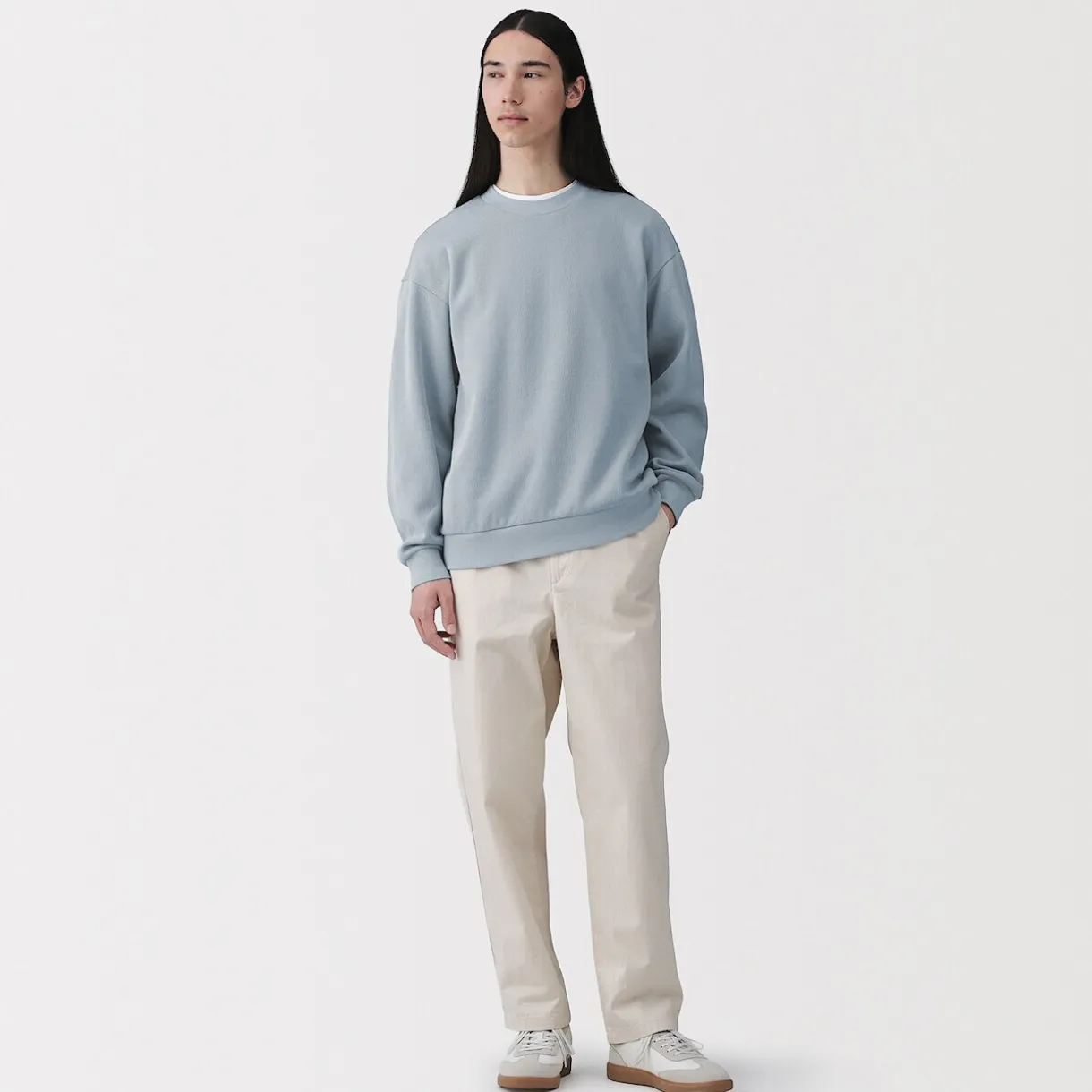 Sweat-shirt à col ras du cou et à double tricot pour homme