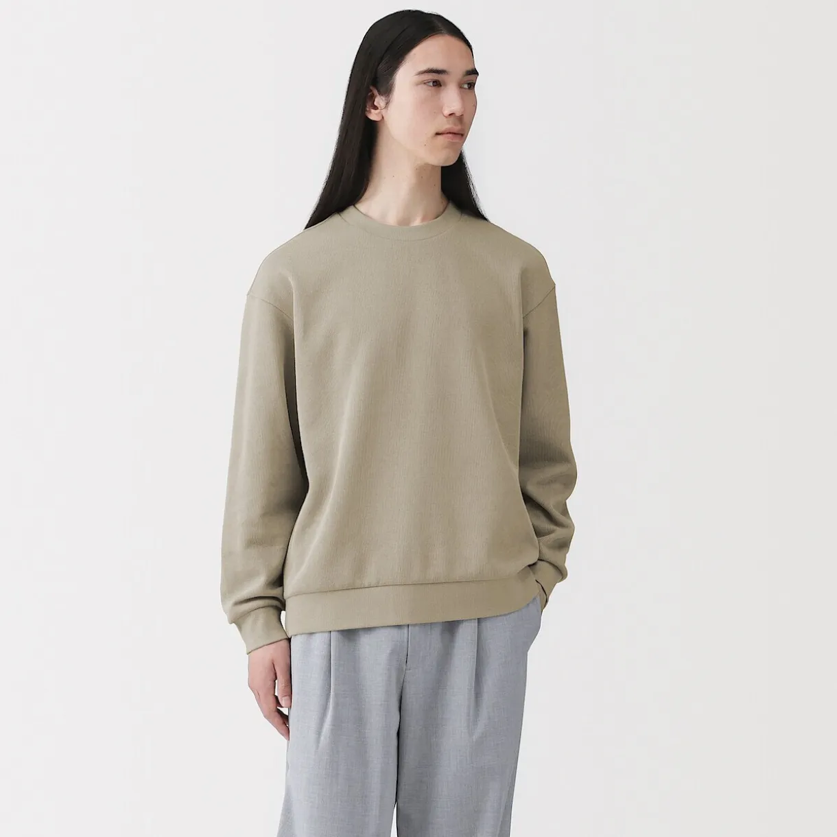 Sweat-shirt à col ras du cou et à double tricot pour homme