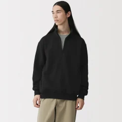 Sweatshirt à demi‐zip en coton mélangé pour homme