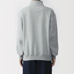 Sweatshirt à demi‐zip en coton mélangé pour homme