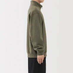 Sweatshirt à demi‐zip en coton mélangé pour homme