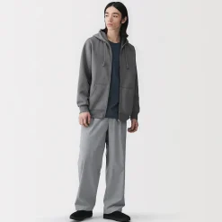 Sweatshirt zippé en coton mélangé à capuche homme