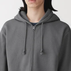 Sweatshirt zippé en coton mélangé à capuche homme