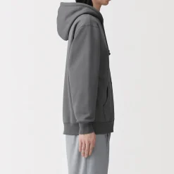 Sweatshirt zippé en coton mélangé à capuche homme