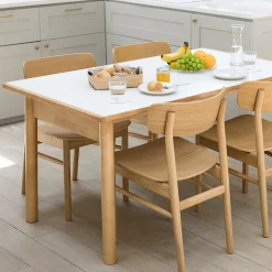 Table en hévéa avec plateau mélaminé rectangulaire ‐ M