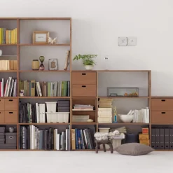 Étagère additionnelle large en noyer ‐ 3 niveaux (Dont Eco‐part. 1,80 €)