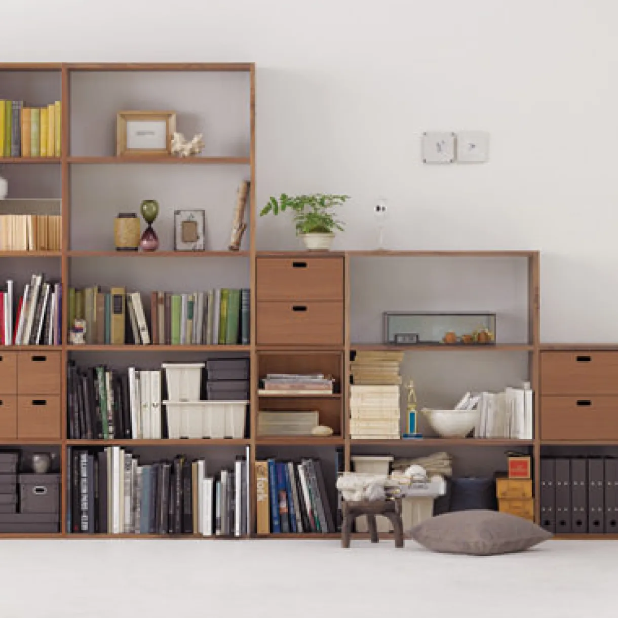 Étagère additionnelle large en noyer ‐ 5 niveaux (Dont Eco‐part. 2,80 €)