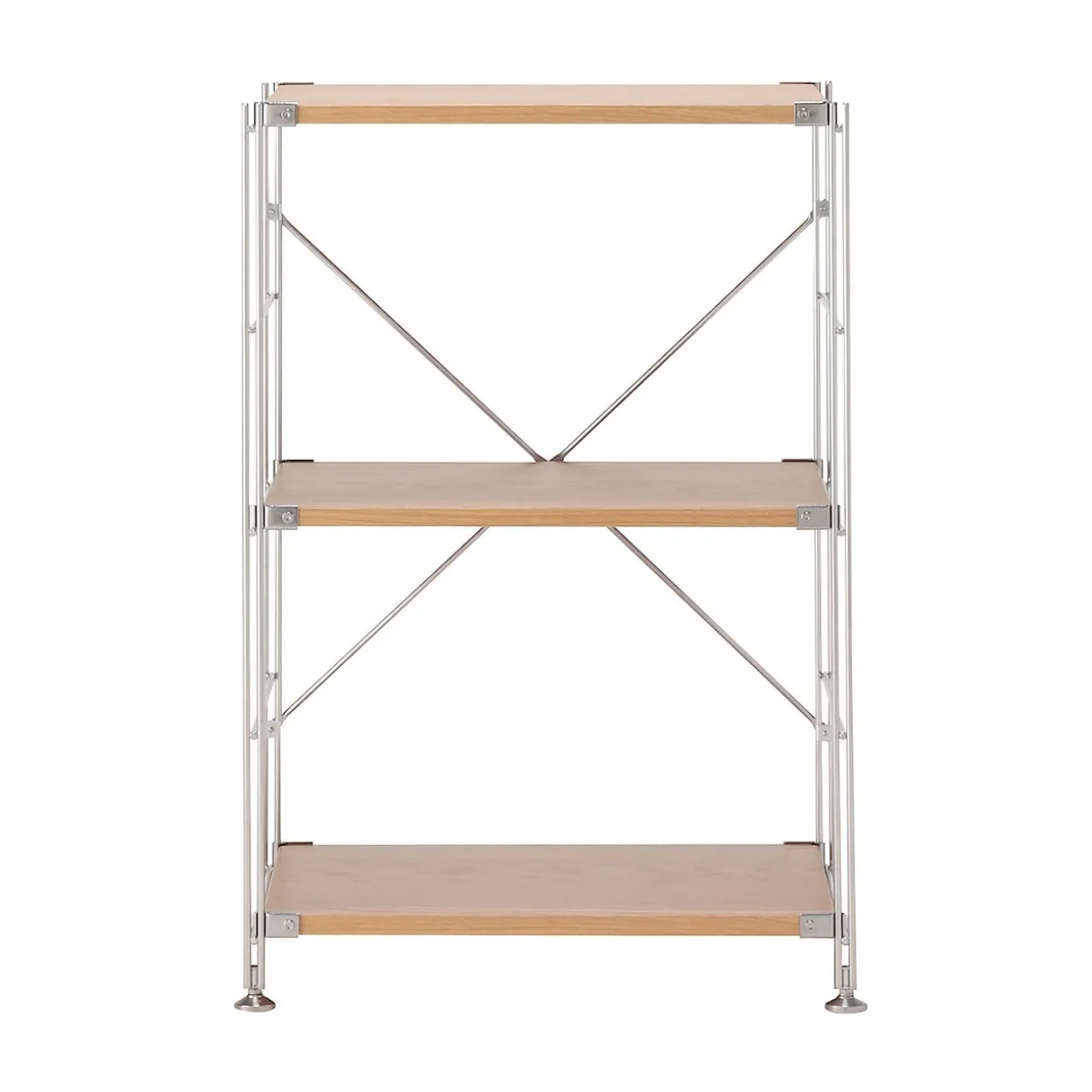 Étagère en acier inoxydable plaquée chêne étroite ‐ 3 niveaux (Dont Eco‐part. 1,80 €)