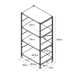 Étagère en acier inoxydable étroite ‐ 4 niveaux (Dont Eco‐part. 0,82 €)