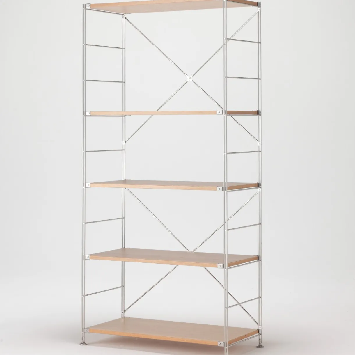 Étagère en acier inoxydable plaqué chêne (Dont Eco‐part. 3,90 €) 8061