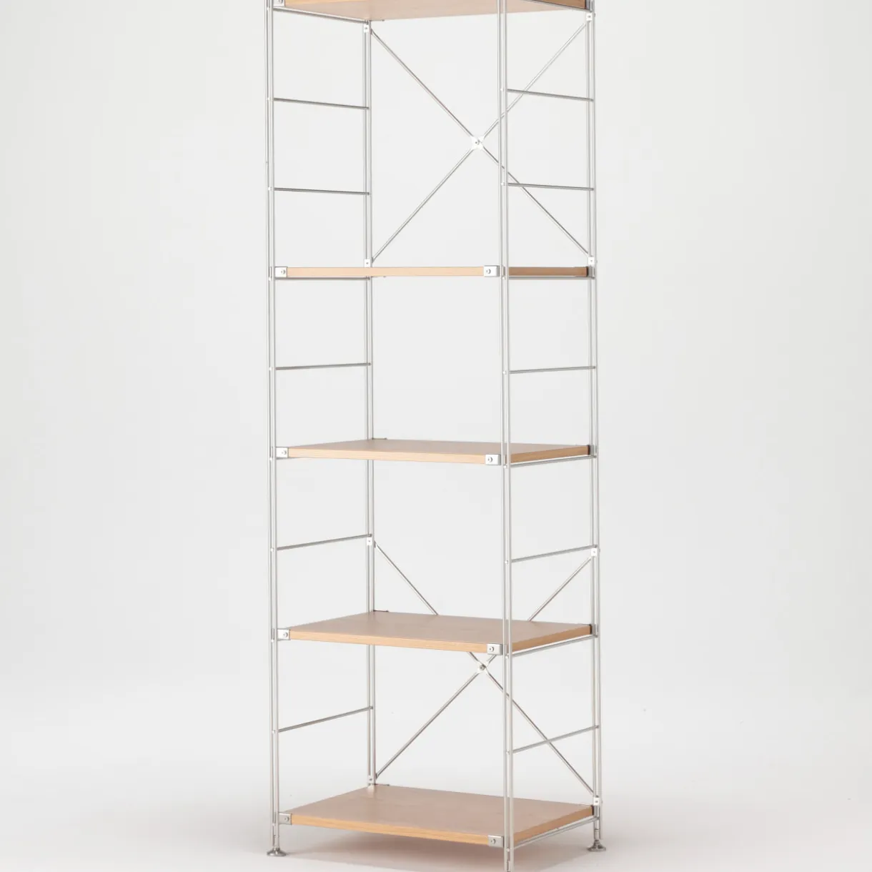 Étagère en acier inoxydable plaqué Chêne ‐ Étroite ‐ Grande 8791