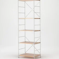 Étagère en acier inoxydable plaqué Chêne ‐ Étroite ‐ Grande 8791