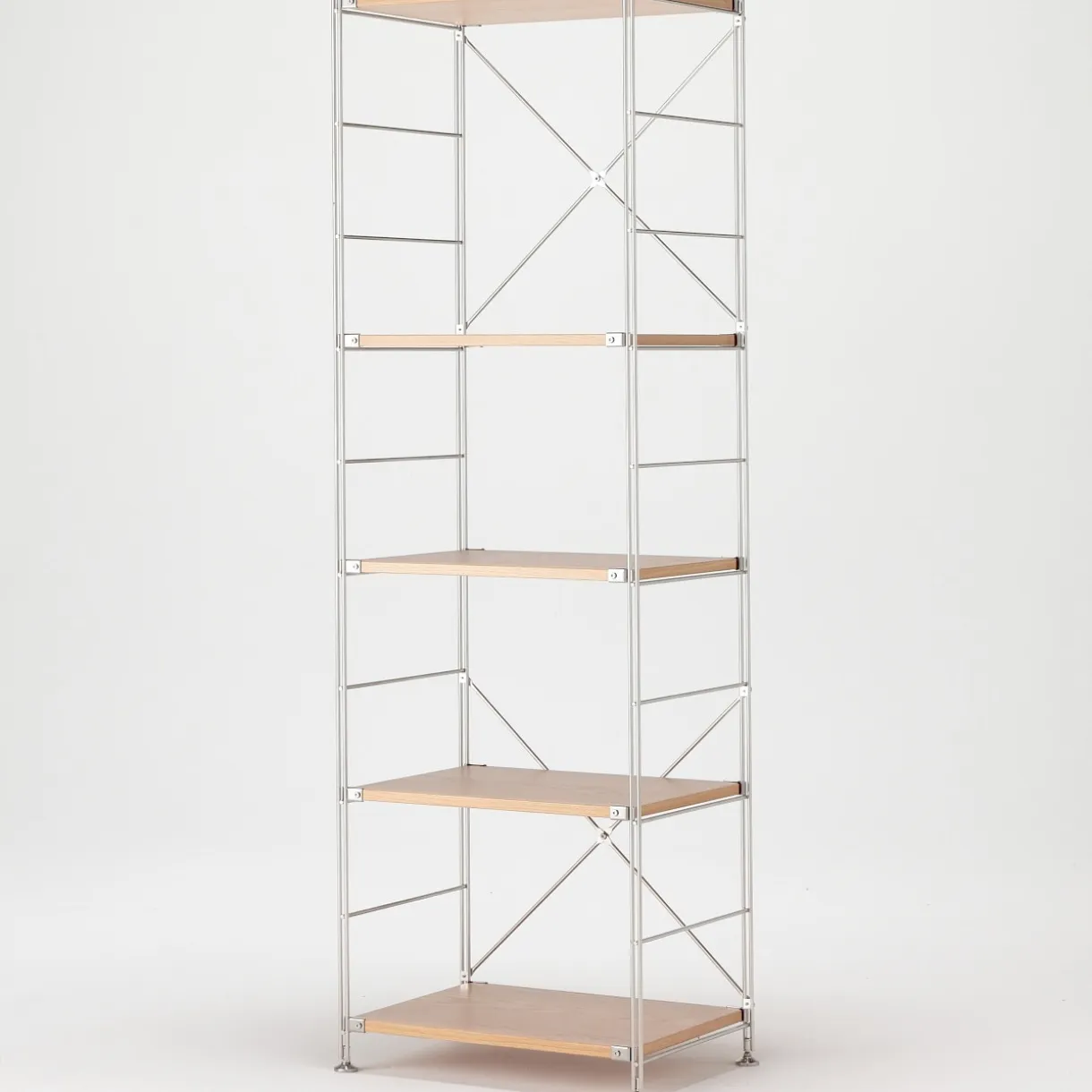 Étagère en acier inoxydable plaqué Chêne ‐ Étroite ‐ Grande 8791