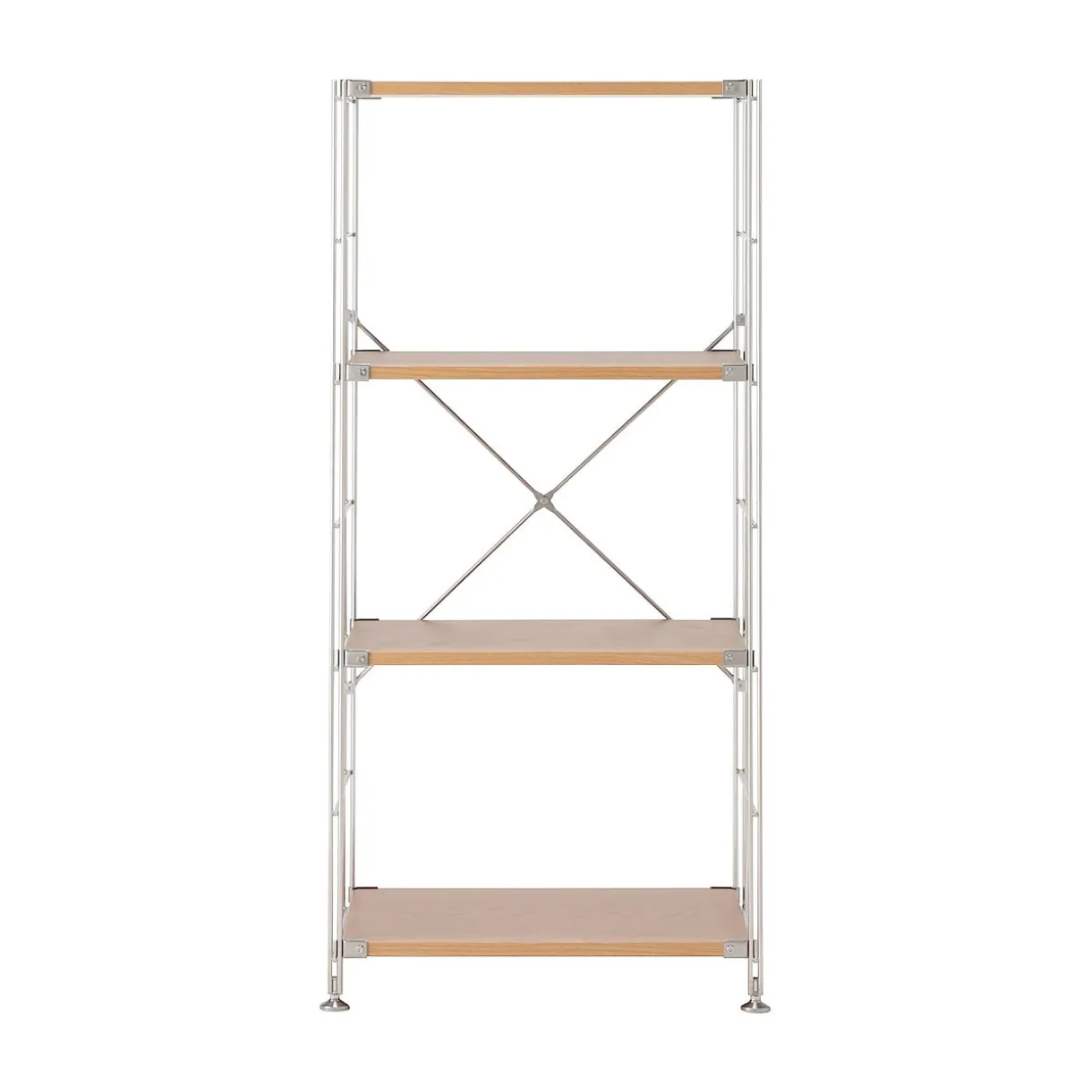 Étagère en acier inoxydable plaquée chêne étroite ‐ 4 niveaux (Dont Eco‐part. 1,80 €)