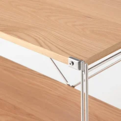 Étagère en acier inoxydable plaquée chêne étroite ‐ 4 niveaux (Dont Eco‐part. 1,80 €)