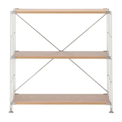 Étagère en acier inoxydable plaquée chêne large ‐ 3 niveaux (Dont Eco‐part. 2,80 €)