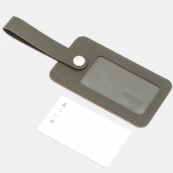 Étiquette de bagage en cuir recyclé - Kaki