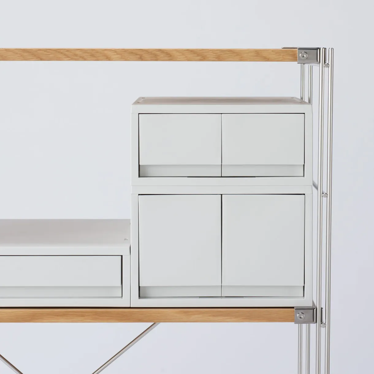 Tiroir en PP A4 gris blanc 2 compartiments L26 XP37X H17.5cm