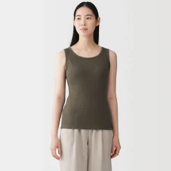 Top brassière court côtelé en coton pour femme