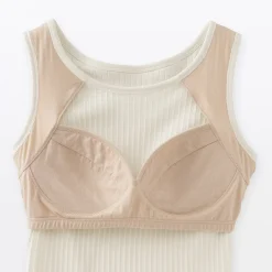 Top brassière court côtelé en coton pour femme
