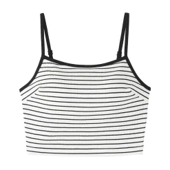 Top brassière court côtelé en coton pour femme