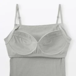 Top brassière lisse côtelé en mélange lyocell pour femme