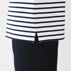 T-shirt à col bateau en coton épais délavé pour homme